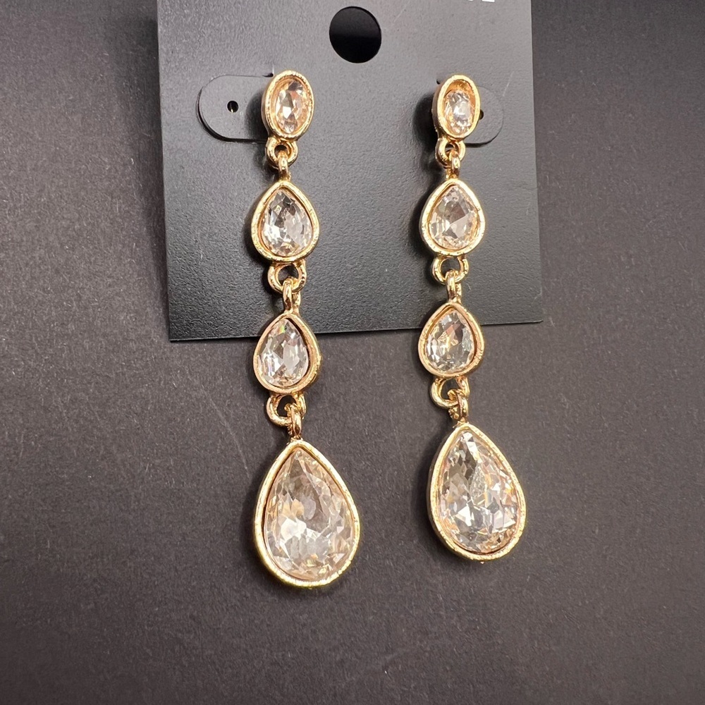 Saks Fifth Avenue Gold and Silver Crystal Earrings - Picture 9 of 9
